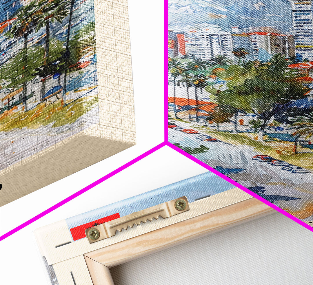 Durres, Albania Coastal Framed Canvas Print. Beautiful Wall Art for Living Room or Bedroom, Charming Travel Poster Art.