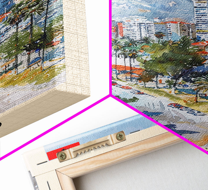 Durres, Albania Coastal Framed Canvas Print. Beautiful Wall Art for Living Room or Bedroom, Charming Travel Poster Art.