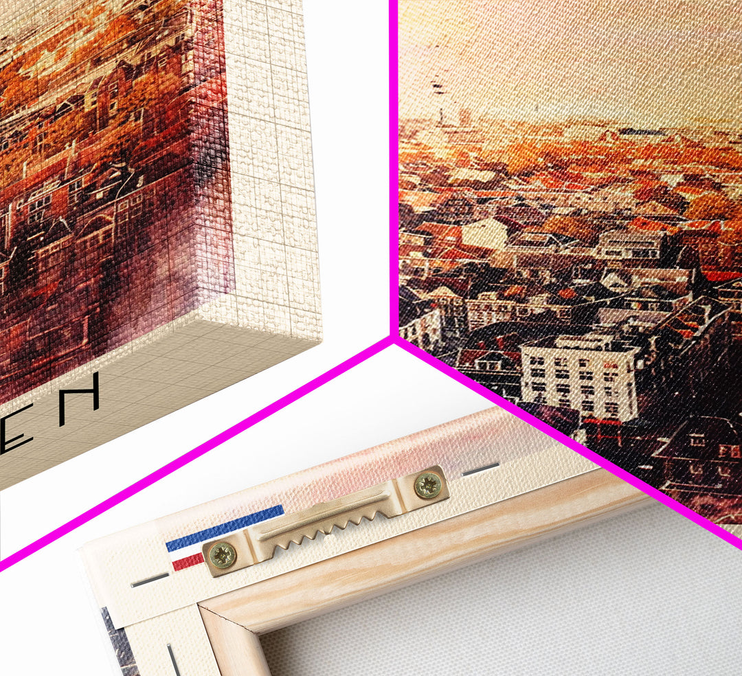 Eindhoven, Netherlands Framed Canvas Print. Modern Wall Art for Living Room or Bedroom, Cityscape Travel Poster Art.