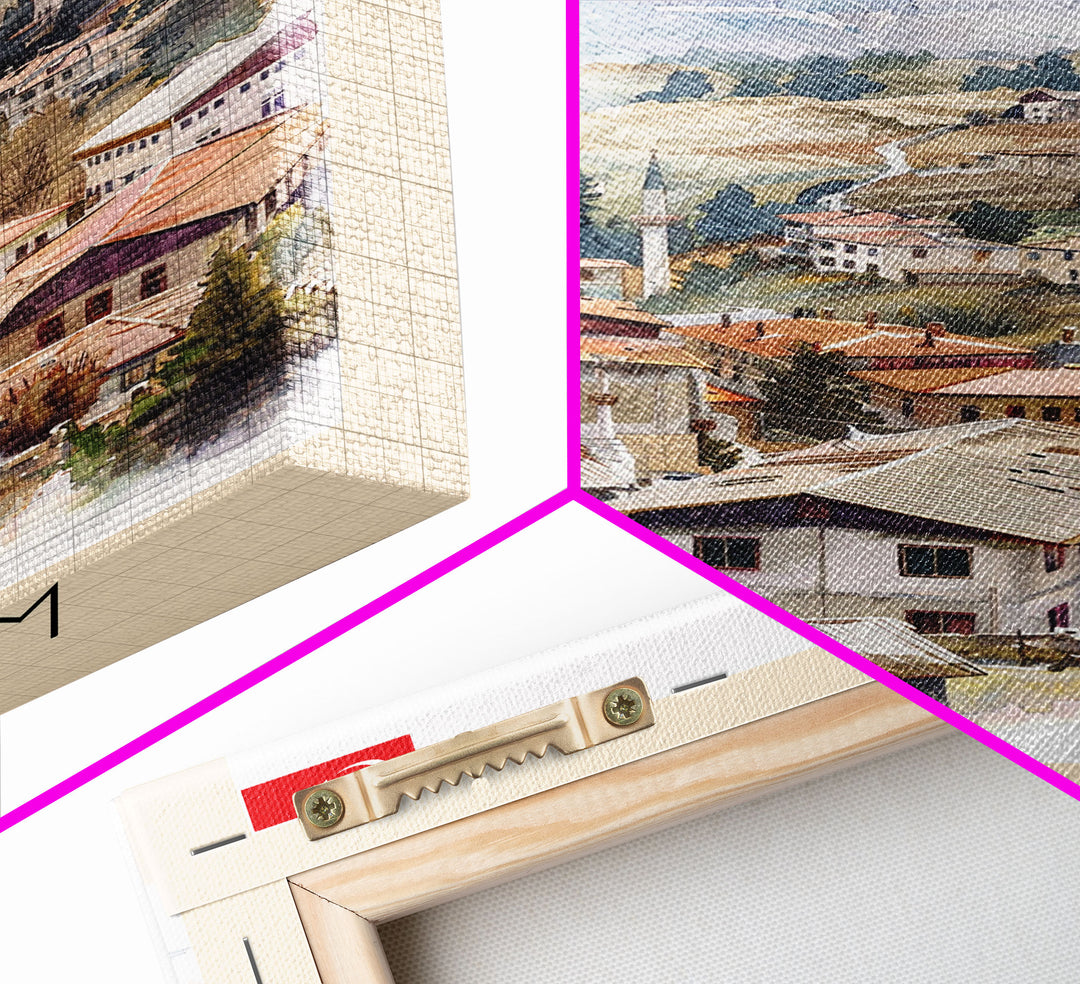 Erzurum Turkey Scenic Watercolor Framed Canvas Print, Stunning Travel Poster Art for Living Room and Bedroom Wall Decor