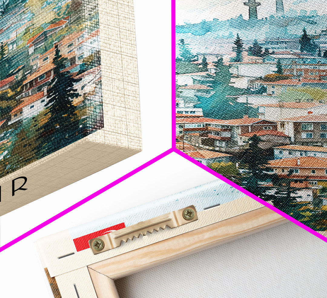 Eskisehir Turkey Charming Watercolor Framed Canvas Print, Captivating Travel Poster Art for Living Room and Bedroom Decor