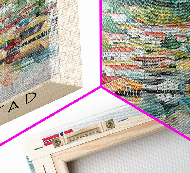 Fredrikstad Norway Picturesque Watercolor Framed Canvas Print, Enchanting Travel Poster Art for Living Room and Bedroom Decor