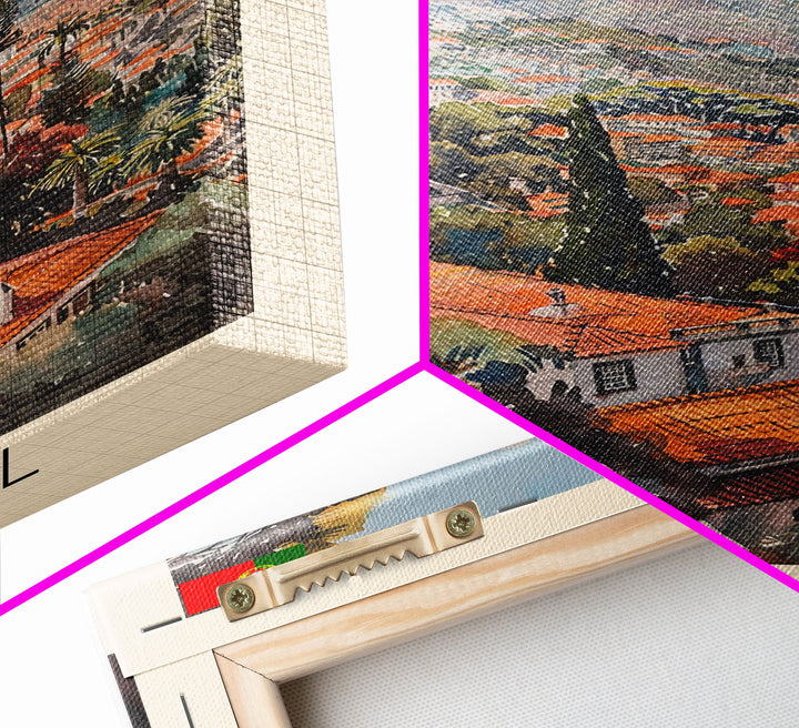 Funchal, Portugal Travel Poster Art, Framed Canvas Print for Living Room or Bedroom, Scenic Wall Art, Home Decoration