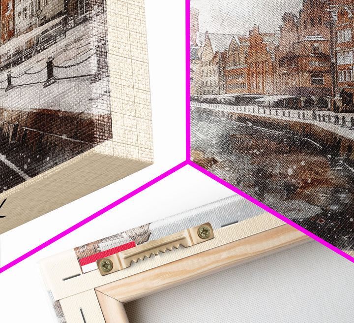 Gdansk, Poland Travel Poster Art, Framed Canvas Print for Living Room or Bedroom, Historic Wall Art, Home Decoration