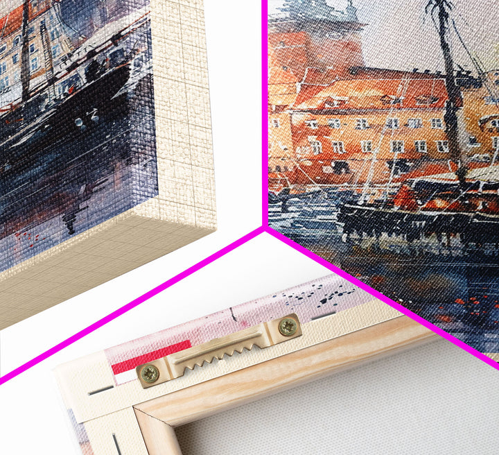 Gdynia, Poland Travel Poster Art, Framed Canvas Print for Living Room or Bedroom, Scenic Harbor Wall Art, Home Decoration