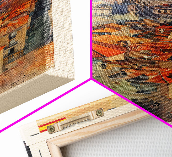 Gijon Spain City View Art, Framed Canvas Print, Bedroom Wall Art, Travel Poster Art, Unique Home Decor