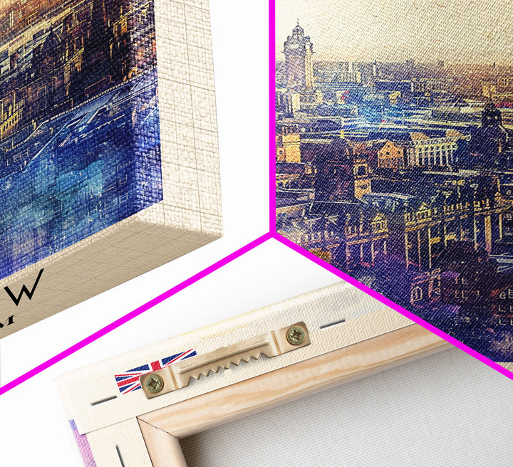 Glasgow United Kingdom Skyline Art, Framed Canvas Print, Living Room Wall Art, Travel Poster, Home Decor, UK Art