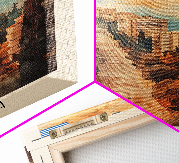 Glyfada Greece Coastline Art, Framed Canvas Print, Living Room Wall Art, Travel Poster, Home Decor, Greek Art