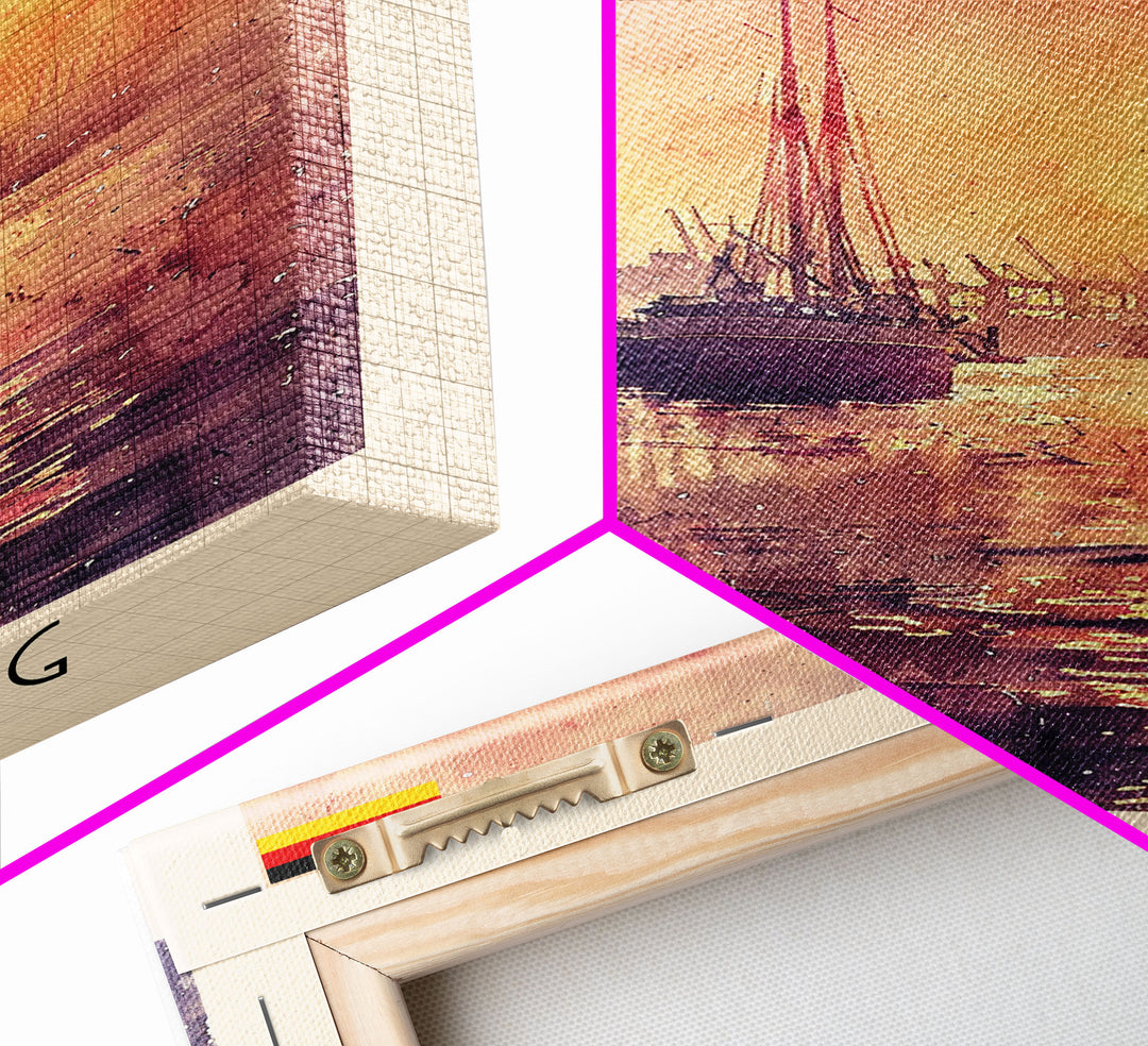 Hamburg Germany Waterfront Sunset Wall Art Print, Framed Canvas Wall Art, Home Decor, Cityscape Poster, Living Room Decor, Office Art, Travel Poster Art