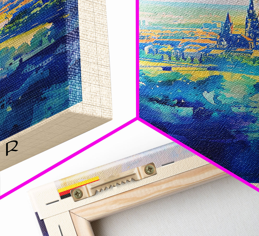 Hanover Germany Cityscape Framed Canvas Print, Wall Art for Living Room Decor, Office Art, Home Decor, Skyline Poster Art, Travel Poster Art