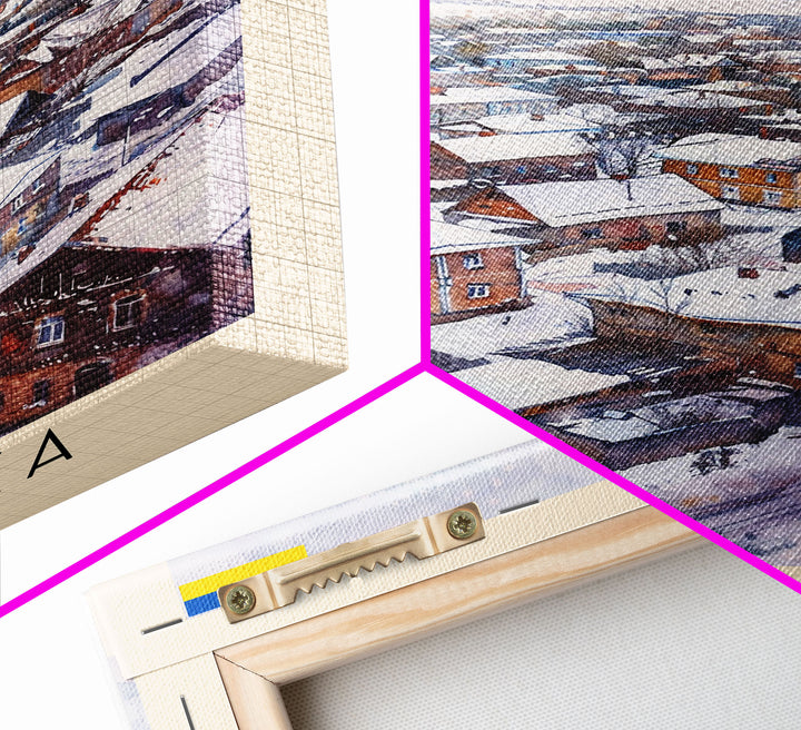 Horlivka Ukraine Winter Town Art, Framed Canvas Wall Art, Home Decor, Living Room Decor, Snowy Landscape Poster, Wall Art, Travel Poster Art