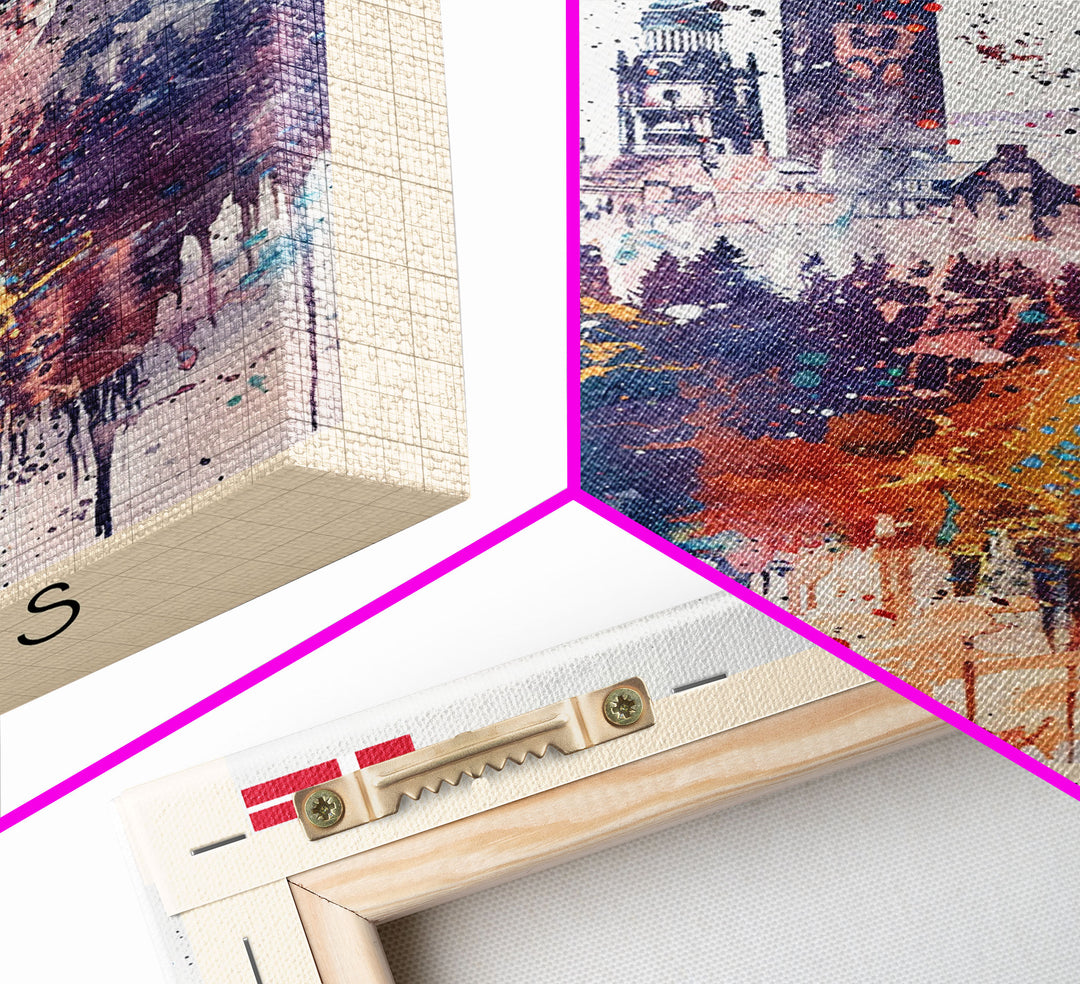 Horsens Denmark Vibrant Cityscape Art, Framed Canvas Wall Art, Home Decor, Living Room Decor, Colorful Poster, Wall Art Print, Travel Poster Art