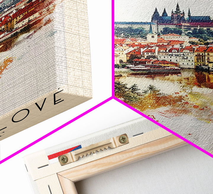 Hradec Krįlové Czech Republic Cityscape Art, Framed Canvas Wall Art, Home Decor, Living Room Decor, Historic Poster, Wall Art, Travel Poster Art