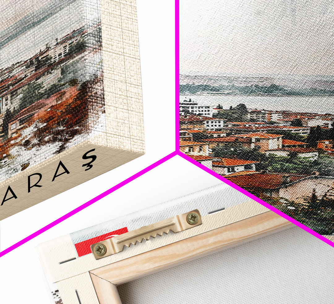 Kahramanmaras Turkey Historical View, Framed Canvas Print, Travel Poster, Cultural Wall Art, Bedroom Decor, Ancient Cityscape, Rich Home Decoration