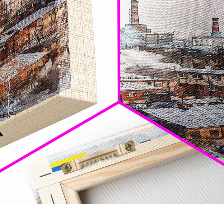 Kaluga Russia Cityscape View, Framed Canvas Print, Travel Poster, Wall Art, Urban Decor, Modern Home Decoration, Living Room Art, Russian City