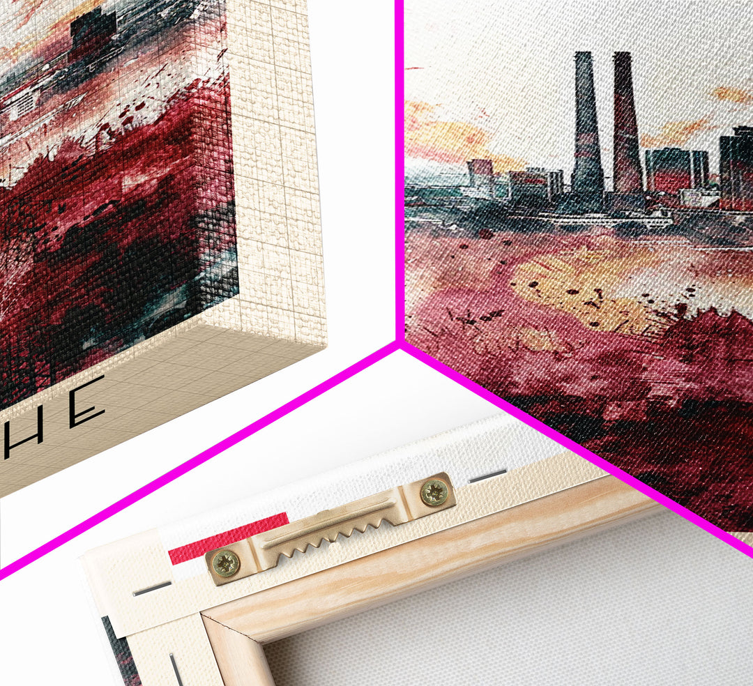 Karlsruhe Germany Urban Landscape, Framed Canvas Print, Travel Poster, Wall Art, Office Decor, Cityscape Art, Modern Home Decoration, German City