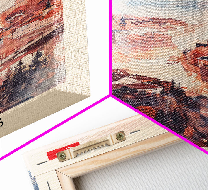 Kaunas Lithuania Scenic View, Framed Canvas Print, Travel Poster, Wall Art, Living Room Decor, Cityscape Art, Modern Home Decoration, Lithuanian City