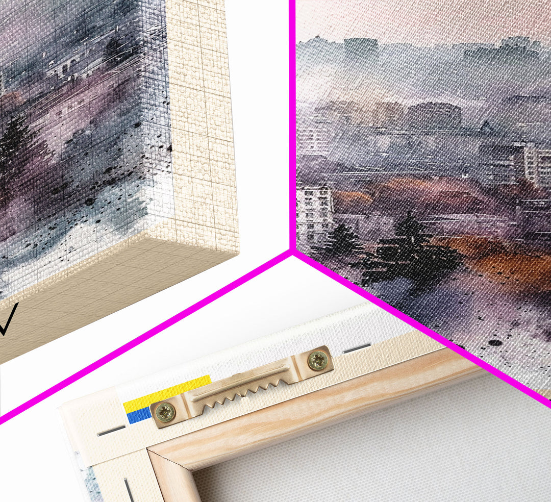 Kharkiv Ukraine Cityscape in Spring, Framed Canvas Print, Travel Poster, Wall Art, Home Decor, Living Room Decoration, Ukrainian Urban Art