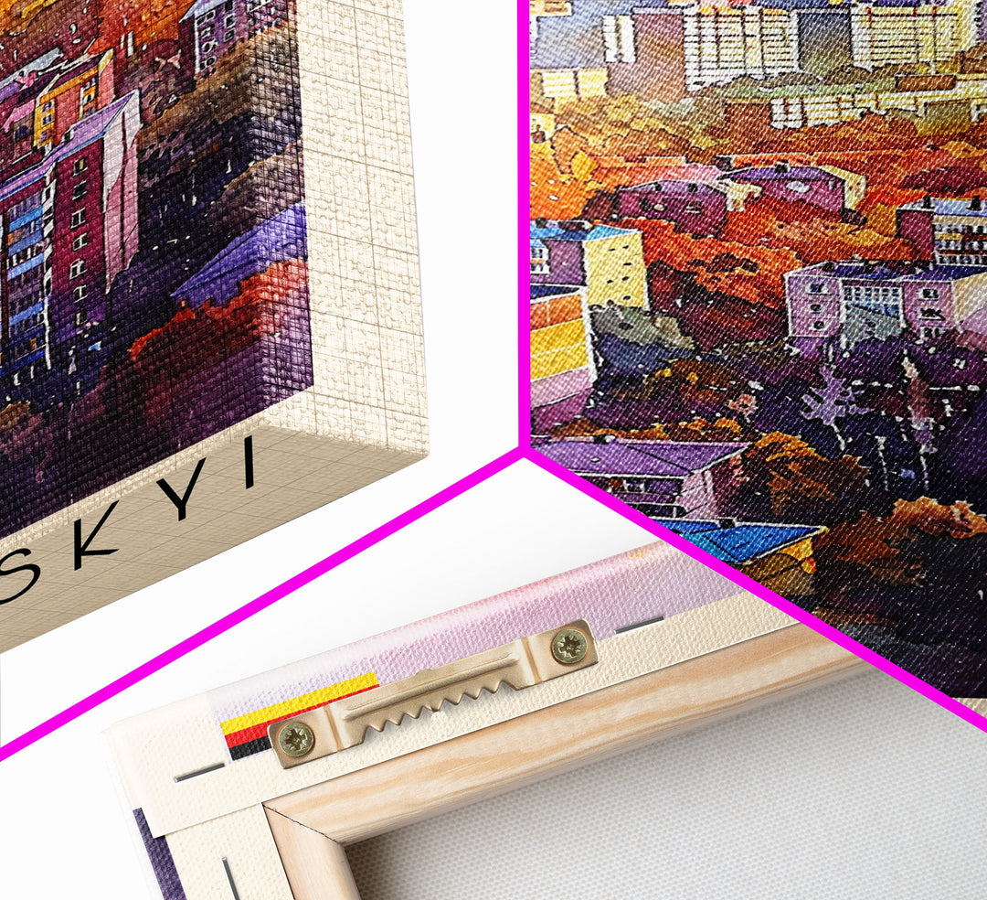 Khmelnytskyi Ukraine Cityscape, Framed Canvas Print, Travel Poster, Wall Art, Home Decor, Living Room Decoration, Ukrainian Urban Art