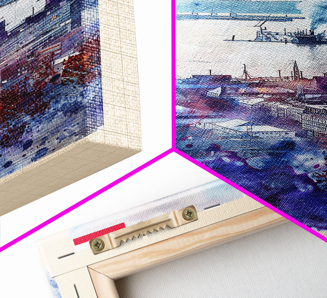 Kiel Germany Harbor View, Framed Canvas Print, Travel Poster, Wall Art, Home Decor, Living Room Decoration, German Cityscape Art