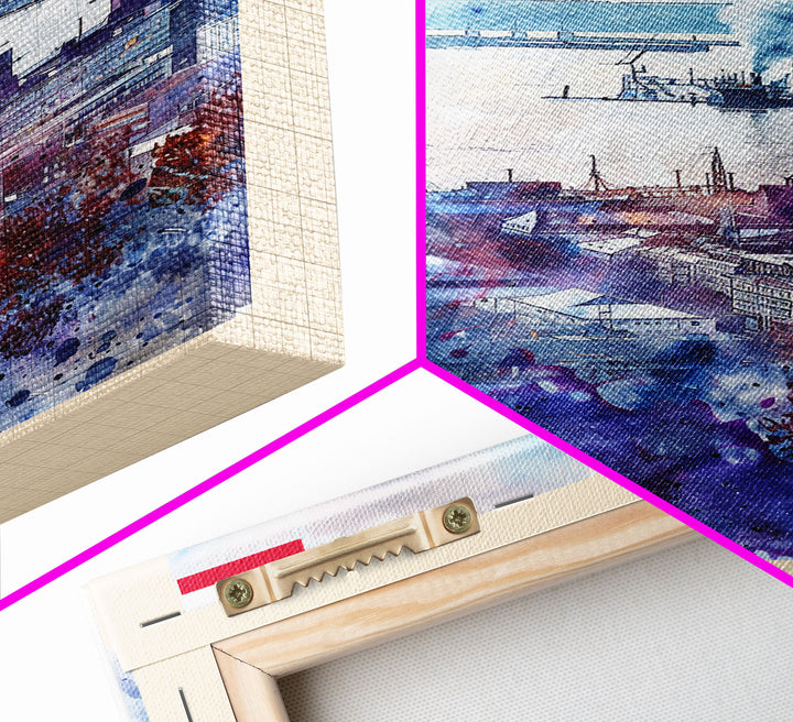 Kiel Germany Harbor View, Framed Canvas Print, Travel Poster, Wall Art, Home Decor, Living Room Decoration, German Cityscape Art