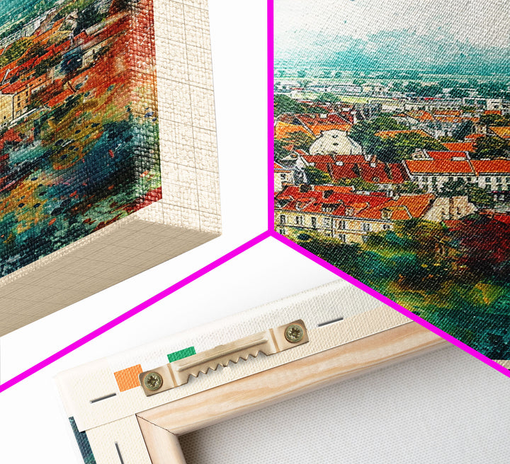 Kielce Poland Historic Cityscape, Framed Canvas Print, Travel Poster, Wall Art, Home Decor, Living Room Decoration, Polish Urban Art