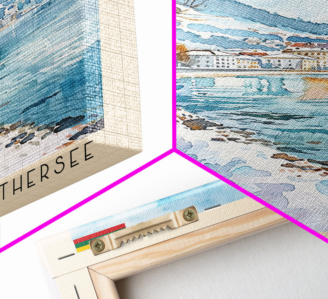 Klagenfurt Austria Alpine Cityscape, Framed Canvas Print, Travel Poster, Wall Art, Home Office Decor, Austrian Urban Artwork, Landscape Painting