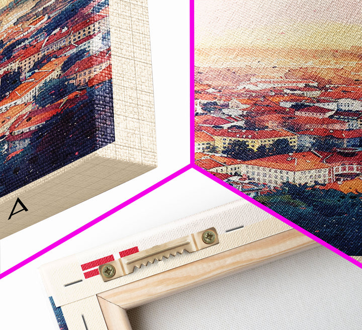 Klaipeda Lithuania Port City View, Framed Canvas Print, Travel Poster, Wall Art, Bedroom Decoration, Coastal Urban Scene, Nautical Artwork