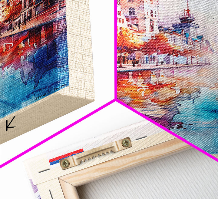 Kortrijk Belgium Charming Cityscape, Framed Canvas Print, Travel Poster, Wall Art, Nursery Decor, Belgian Urban Scene, Charming City Artwork