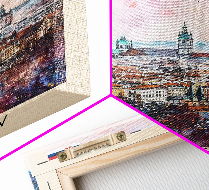 Krakow Poland Travel Poster Framed Canvas Print, Abstract Art, Minimalist Wall Decor, Vacation Gift, Home Decoration, Artistic Travel Print