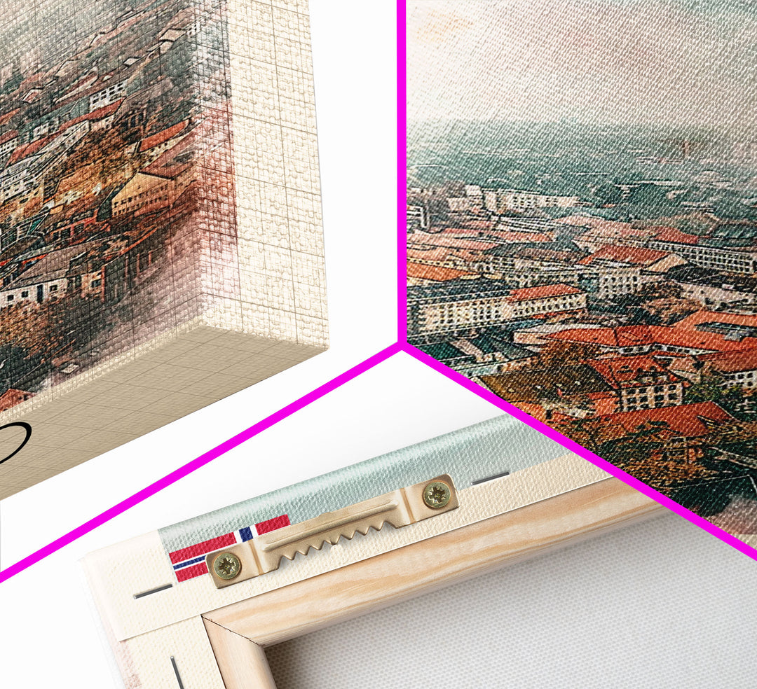 Krefeld Germany Travel Poster Framed Canvas Print, Urban Landscape, Minimalist Wall Art, Home Decor, Original Painting, Travel Print