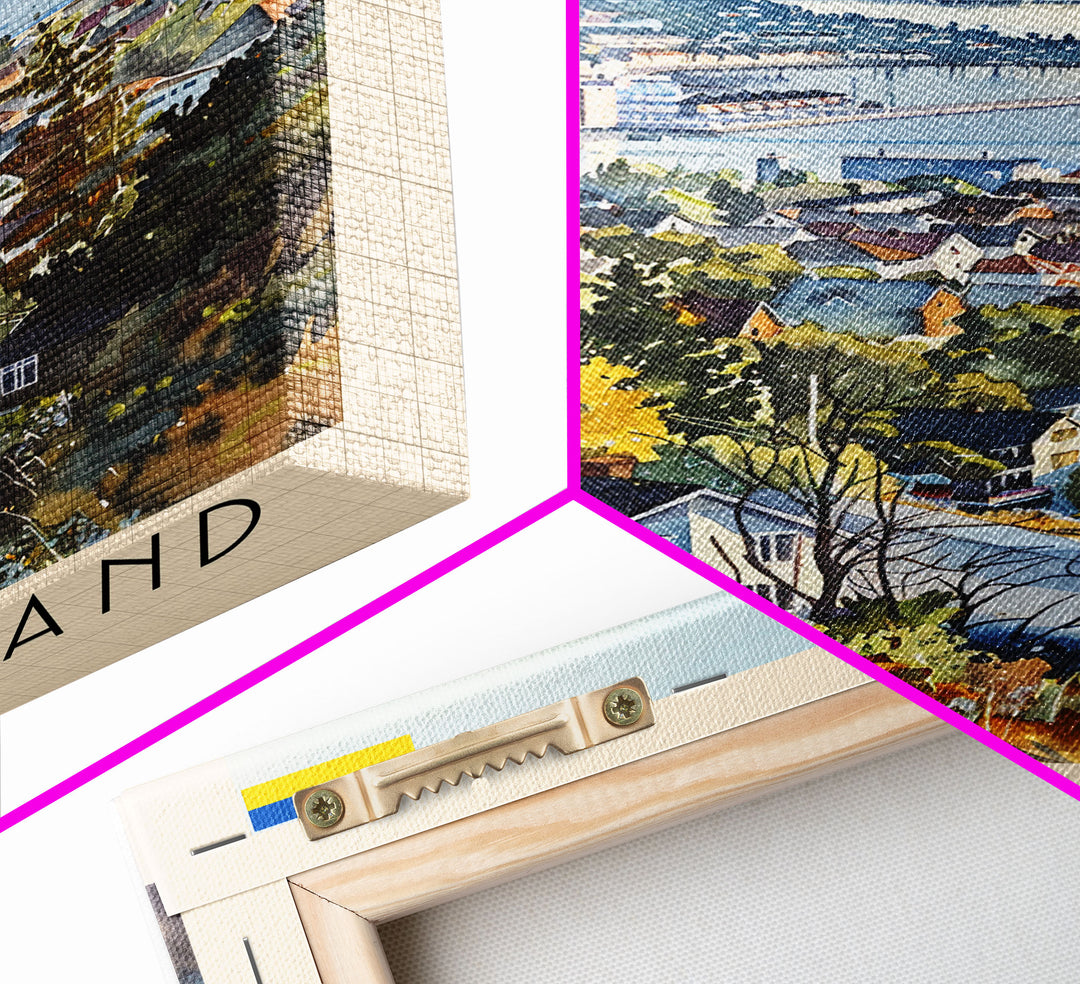 Kristiansand Norway Travel Poster Framed Canvas Print, Scenic Landscape Art, Watercolor Painting, Home Decoration, Travel Print, Artistic Gift