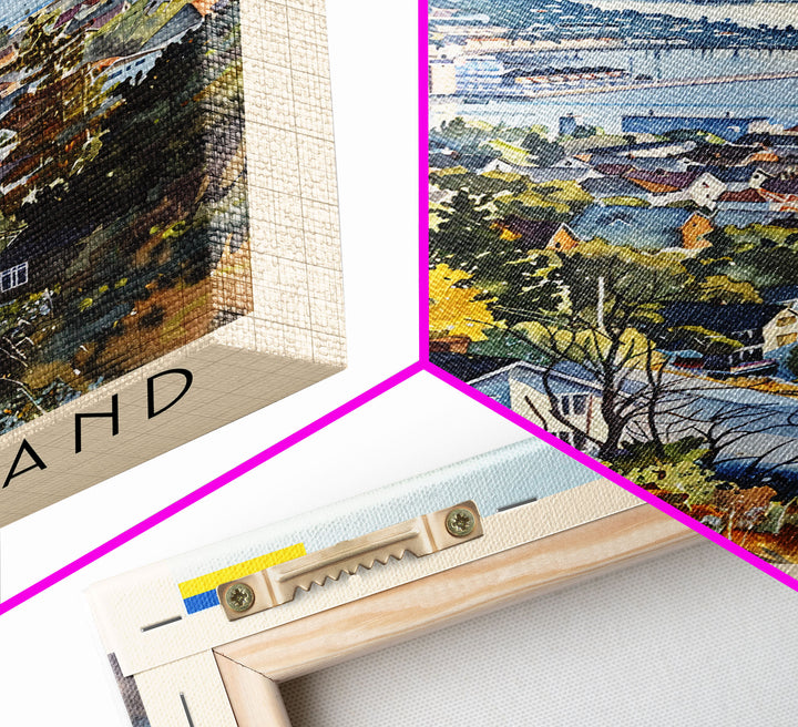 Kristiansand Norway Travel Poster Framed Canvas Print, Scenic Landscape Art, Watercolor Painting, Home Decoration, Travel Print, Artistic Gift