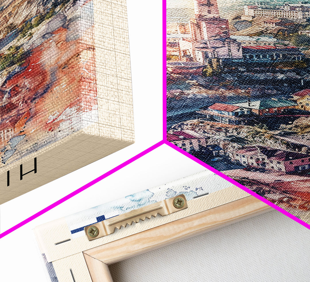 Kryvyi Rih Ukraine Travel Poster Framed Canvas Print, Watercolor Cityscape, Home Decor, Wall Art, Travel Print, Original Art