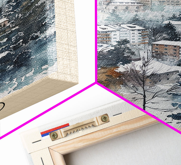 Kuopio Finland Travel Poster Framed Canvas Print, Scenic Landscape, Watercolor Painting, Home Decoration, Travel Print, Artistic Gift