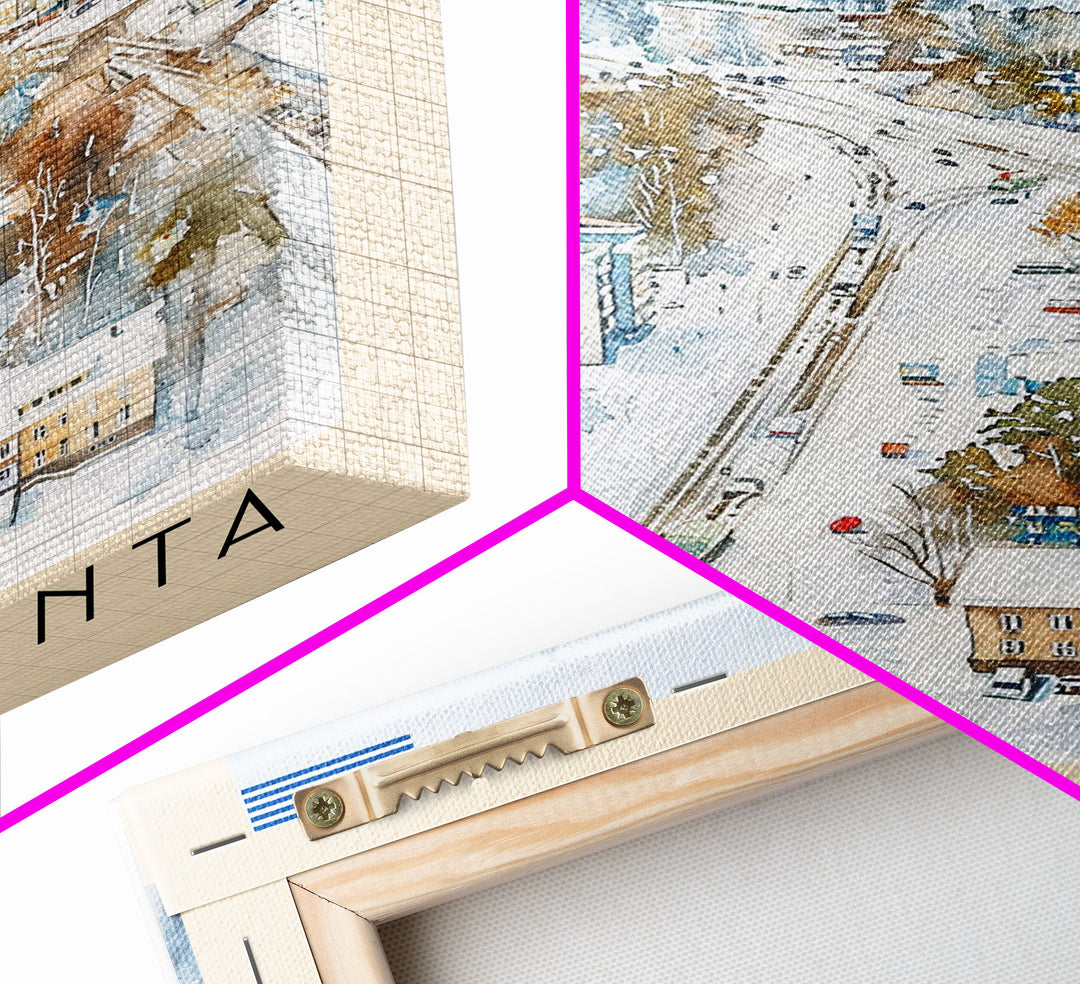 Lappeenranta Finland Travel Poster Framed Canvas Print, Scenic Landscape, Watercolor Painting, Wall Art, Home Decor, Travel Print, Artistic Gift