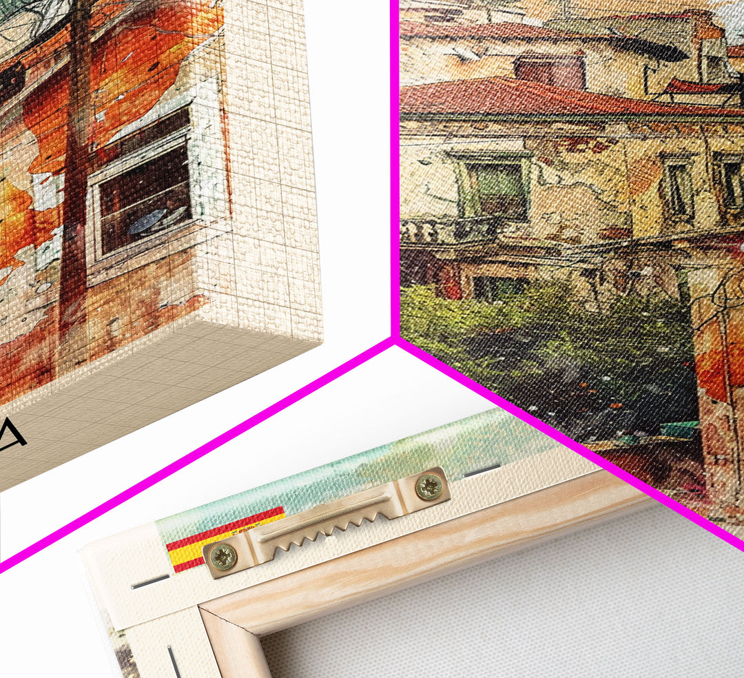 Larissa Greece Travel Poster Framed Canvas Print, Urban Landscape, Watercolor Art, Wall Decor, Home Decoration, Travel Print, Original Art