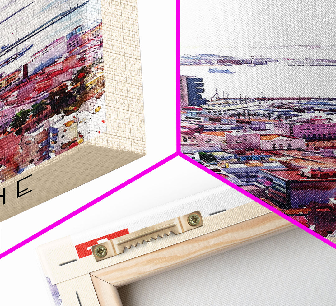 Las Palmas de Gran Canaria Spain Travel Poster Framed Canvas Print, Coastal Cityscape, Wall Art, Tropical Home Decor, Travel Print, Artistic Gift