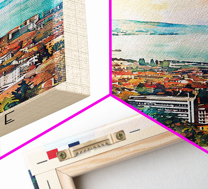 Lausanne Switzerland Travel Poster Framed Canvas Print, Scenic Landscape Art, Wall Decor, Home Decoration, Travel Print, Original Painting