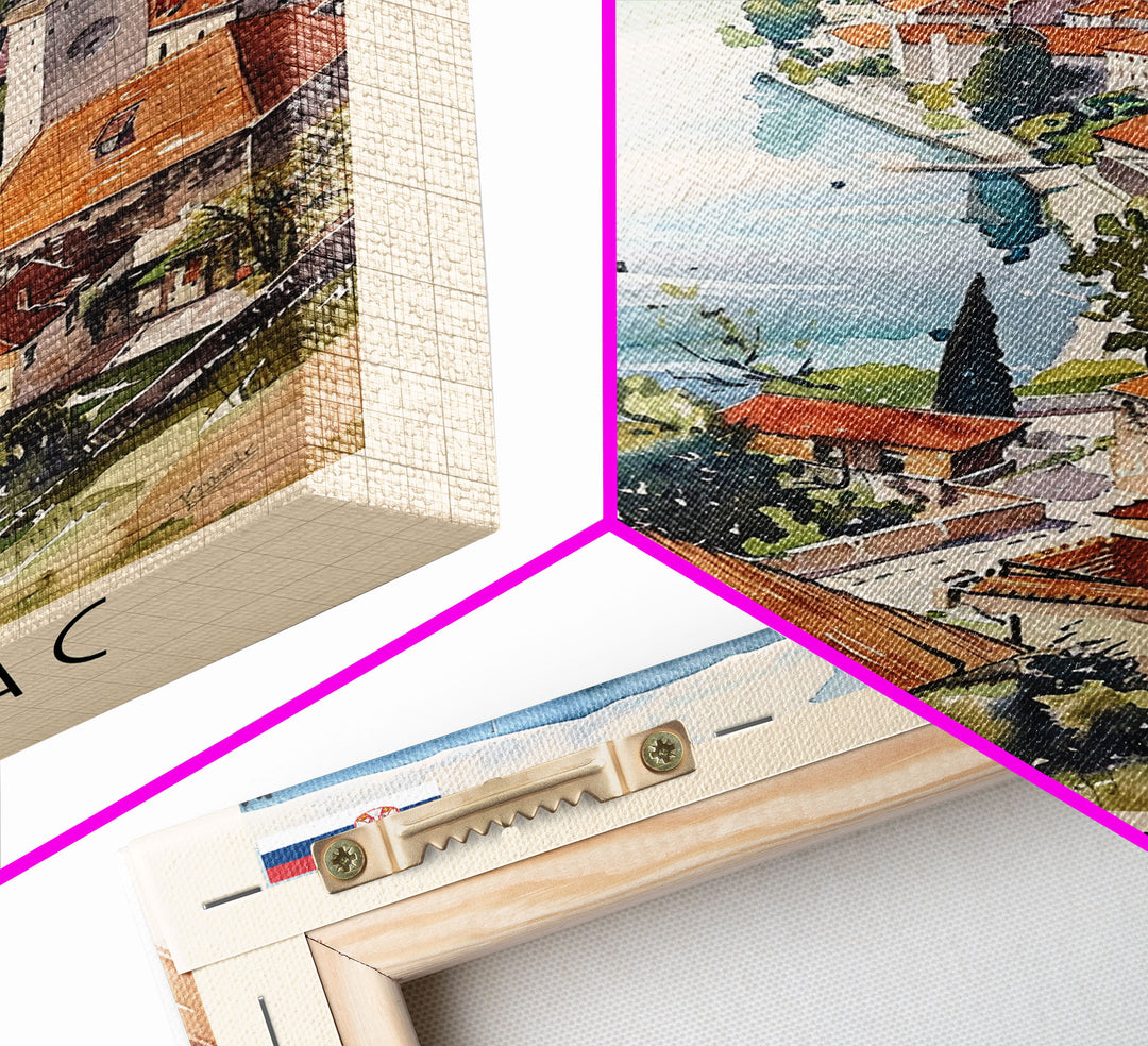 Leskovac Serbia Travel Poster Framed Canvas Print, Watercolor Cityscape, Wall Art, Home Decoration, Travel Print, Original Art, Artistic Gift