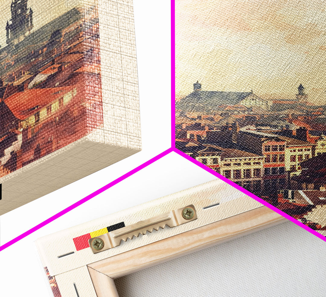 Leuven Belgium Travel Poster Framed Canvas Print, Historic Cityscape, Watercolor Art, Wall Decor, Home Decoration, Travel Print, Original Art