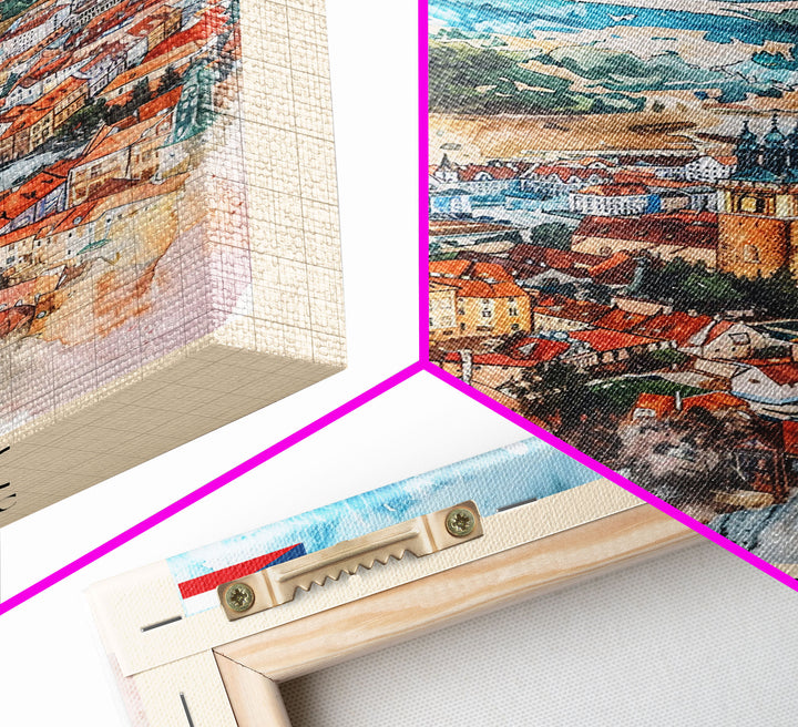 Liberec Czech Republic Travel Poster Framed Canvas Print, Scenic Landscape, Watercolor Art, Wall Decor, Home Decoration, Travel Print, Original Painting