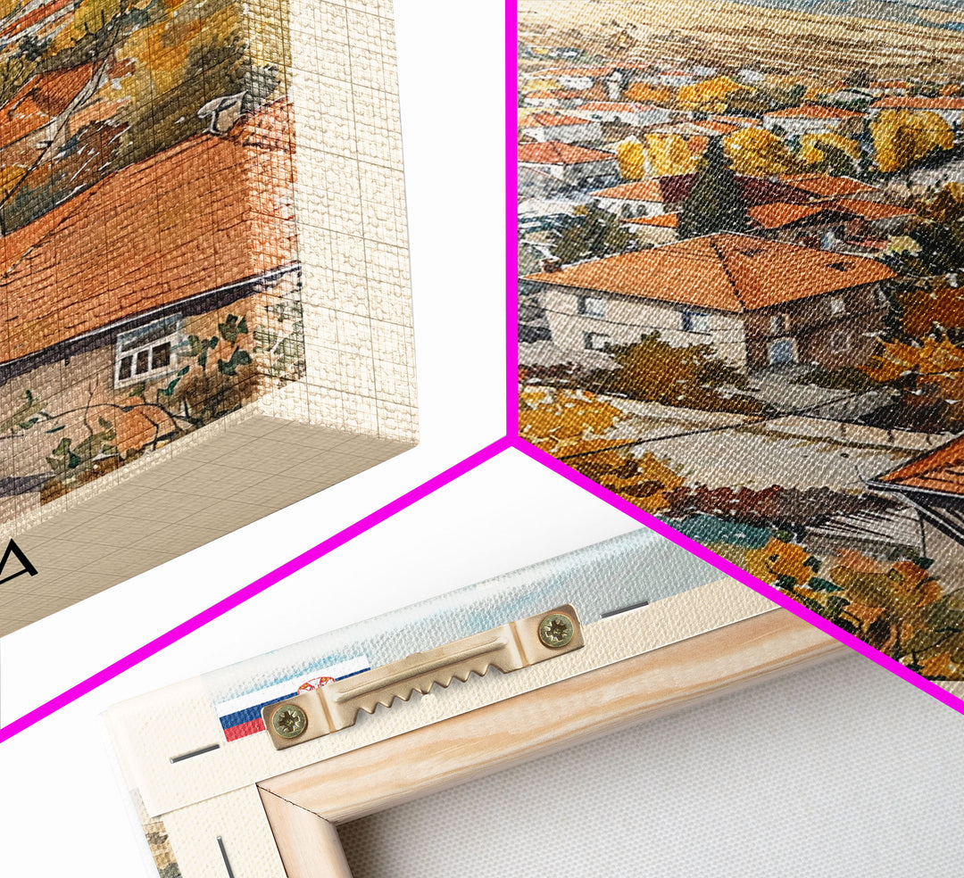 Loznica Serbia Travel Poster Framed Canvas Print, Urban Landscape, Watercolor Art, Wall Decor, Home Decoration, Travel Print, Original Art