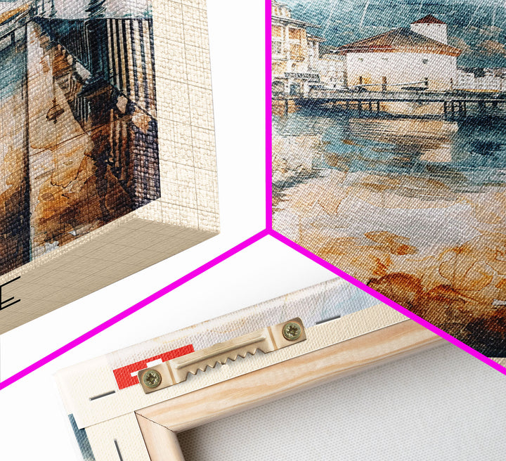 Lucerne Switzerland Travel Poster Framed Canvas Print, Scenic Landscape, Watercolor Art, Wall Decoration, Home Decor, Travel Print, Original Painting