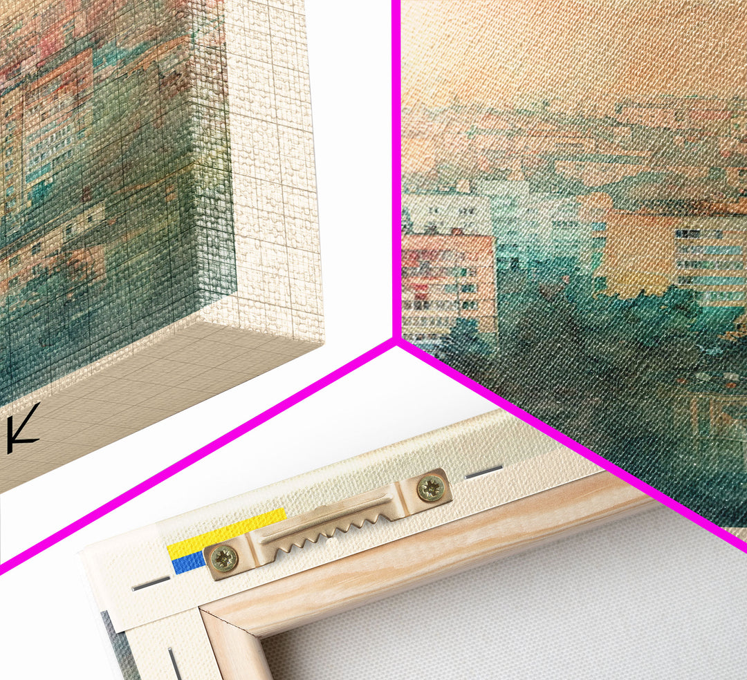 Luhansk Ukraine Travel Poster Framed Canvas Print, Urban Landscape, Watercolor Art, Wall Decor, Home Decoration, Travel Print, Original Art