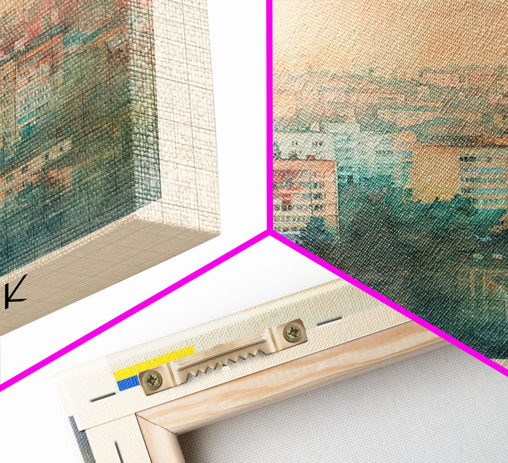 Luhansk Ukraine Travel Poster Framed Canvas Print, Urban Landscape, Watercolor Art, Wall Decor, Home Decoration, Travel Print, Original Art