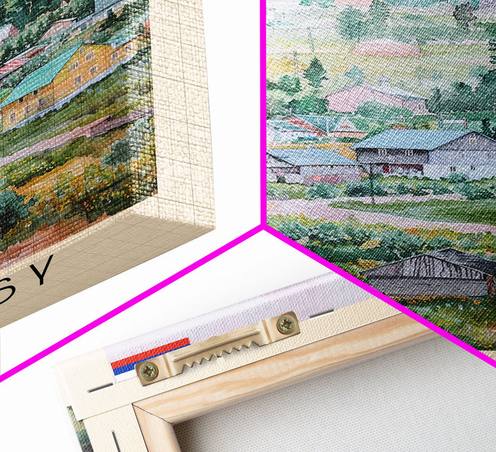 Lyubertsy Russia Travel Poster Framed Canvas Print, Modern Cityscape, Watercolor Painting, Wall Decor, Interior Art, Travel Print, Unique Design