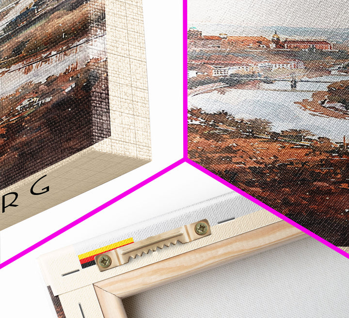 Magdeburg Germany Travel Poster Framed Canvas Print, Historic Landmarks, Watercolor Art, Wall Decor, Home Interior, Travel Print, Artistic Gift