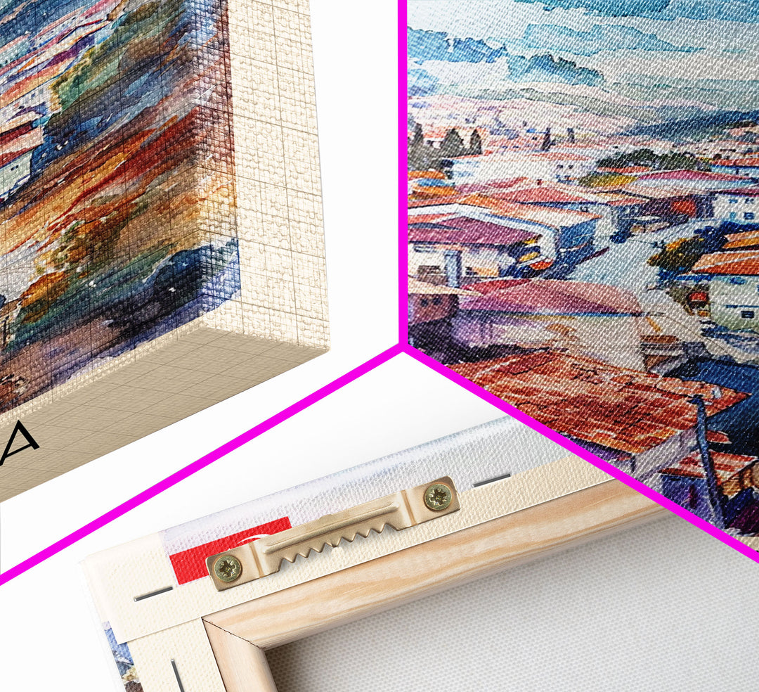 Malatya Turkey Travel Poster Framed Canvas Print, Historic Landscape, Watercolor Art, Wall Art, Home Decoration, Travel Print, Artistic Gift