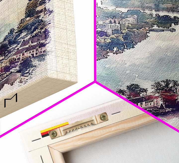 Mannheim Germany Travel Poster Framed Canvas Print, Historic Architecture, Watercolor Art, Wall Hanging, Interior Decor, Travel Print, Original Painting